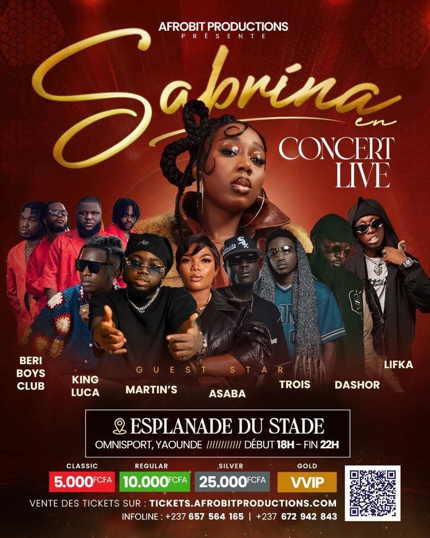 Affiche officielle lineup complet — 04 juillet 2026, Esplanade Stade Omnisport Yaoundé. Crédit : Afrobit Productions.