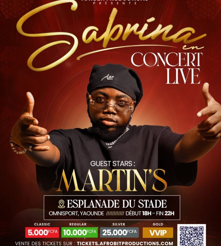 Martin&rsquo;s en guest star officiel du concert live de Sabrina — 04 juillet 2026, Esplanade Stade Omnisport Yaoundé. Crédit : Afrobit Productions.